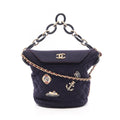 Chanel Shoulder Bag Paris Hamburg Navy Wool Small