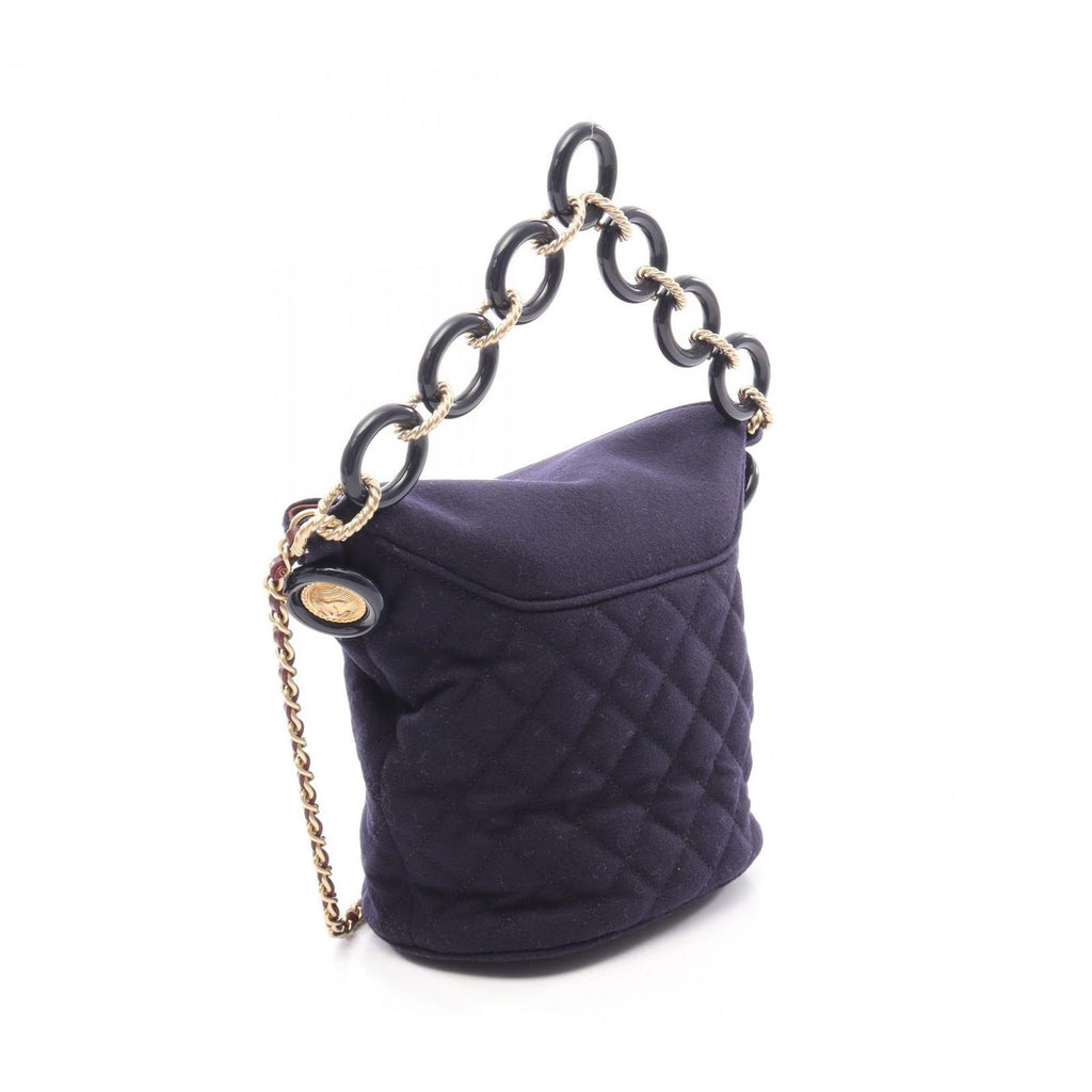 Chanel Shoulder Bag Paris Hamburg Navy Wool Small — view 2