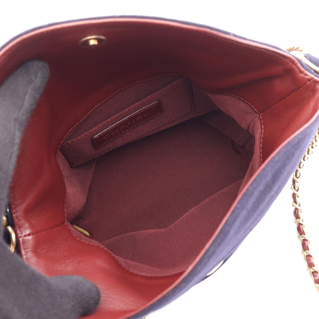 Chanel Shoulder Bag Paris Hamburg Navy Wool Small — view 3