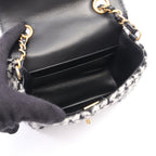 Chanel Shoulder Bag Quilted Houndstooth Black White Fabric Mini Chain — view 3