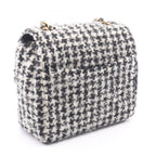 Chanel Shoulder Bag Quilted Houndstooth Black White Fabric Mini Chain — view 2