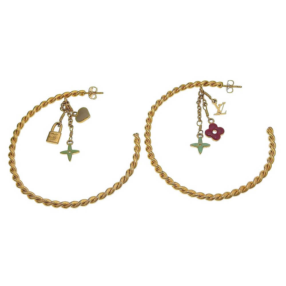 Louis Vuitton Cles All Sweet Monogram Gold Plated Earrings — view 4