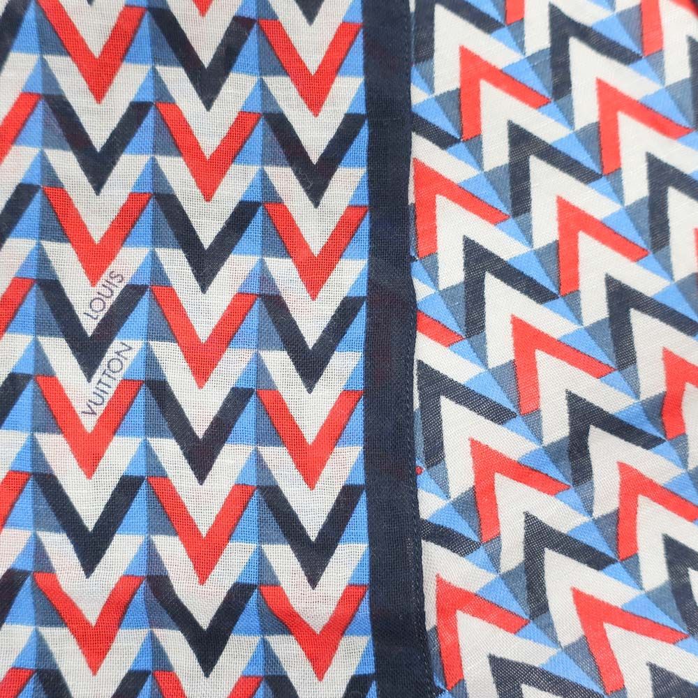 Louis Vuitton Ten Shawl Pattern Navy Cotton Hemp Scarf — view 6