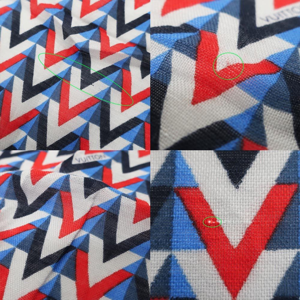 Louis Vuitton Ten Shawl Pattern Navy Cotton Hemp Scarf — view 7