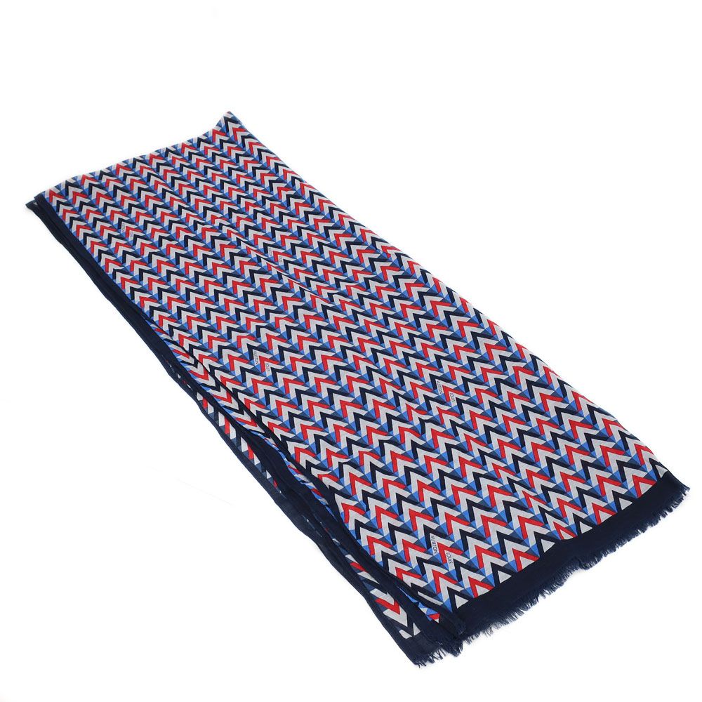 Louis Vuitton Ten Shawl Pattern Navy Cotton Hemp Scarf — view 3