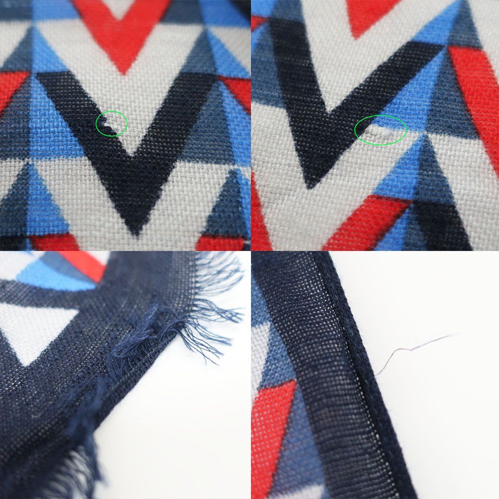 Louis Vuitton Ten Shawl Pattern Navy Cotton Hemp Scarf — view 8