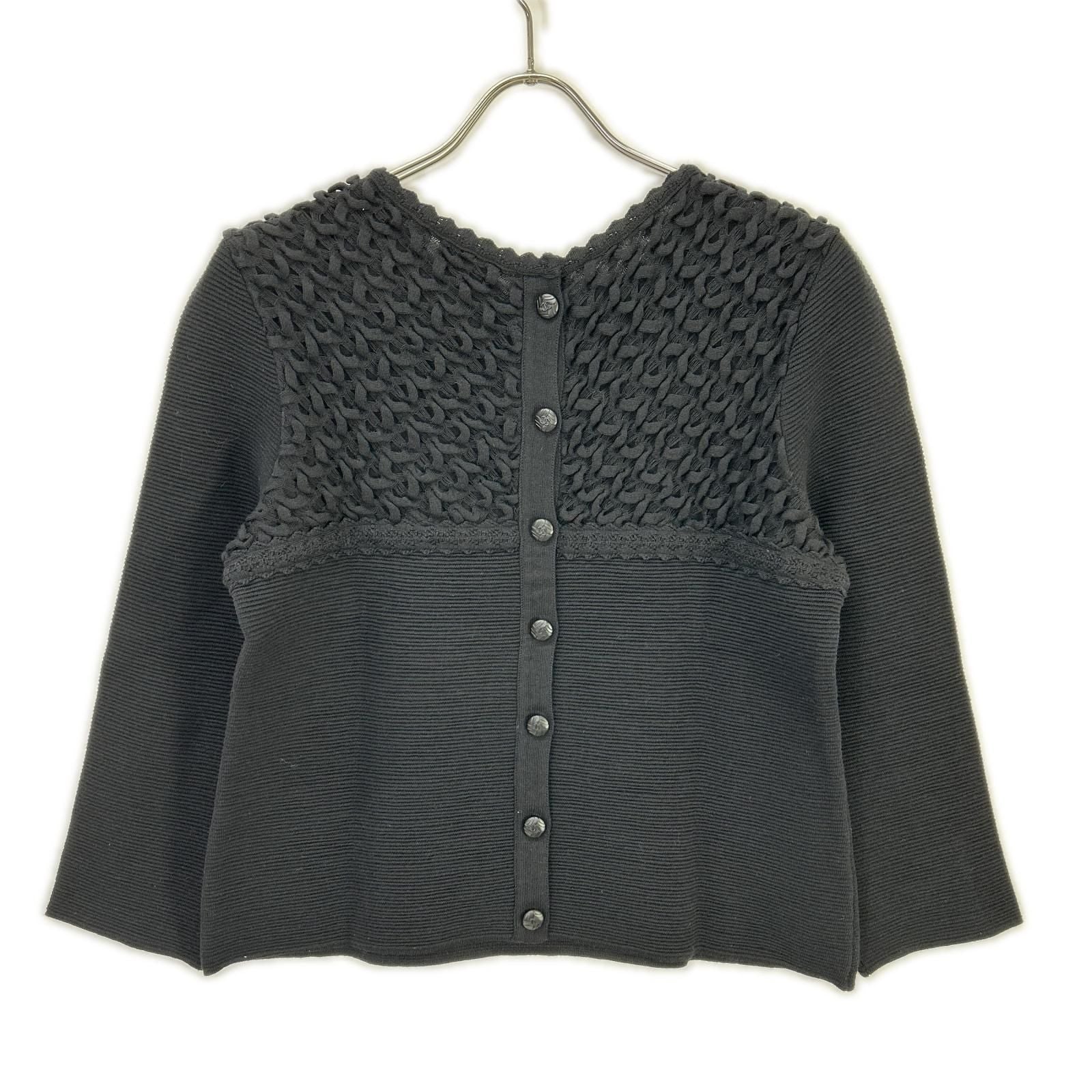 Chanel Black CC Button Knit Sweater 40 — view 2