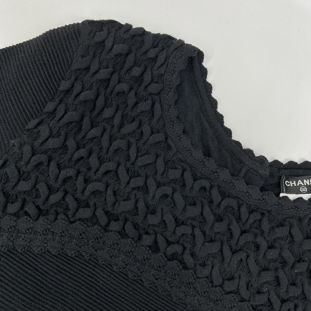 Chanel Black CC Button Knit Sweater 40 — view 5