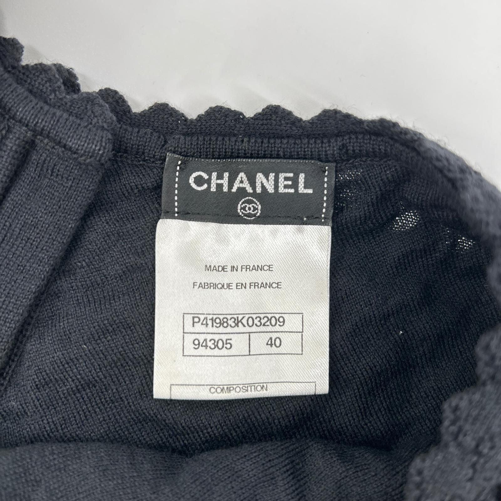 Chanel Black CC Button Knit Sweater 40 — view 3