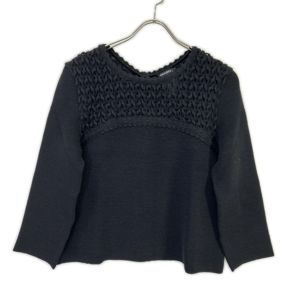 Chanel Black CC Button Knit Sweater 40