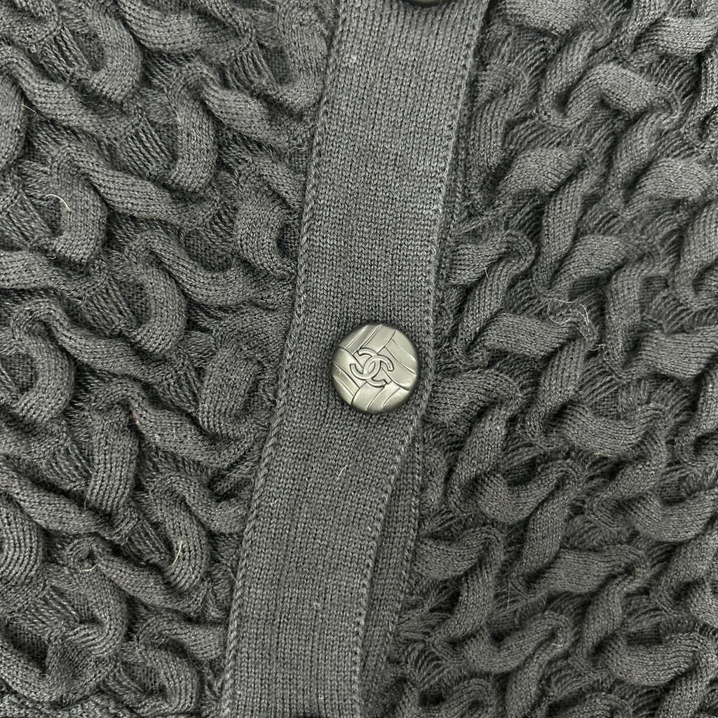 Chanel Black CC Button Knit Sweater 40 — view 7