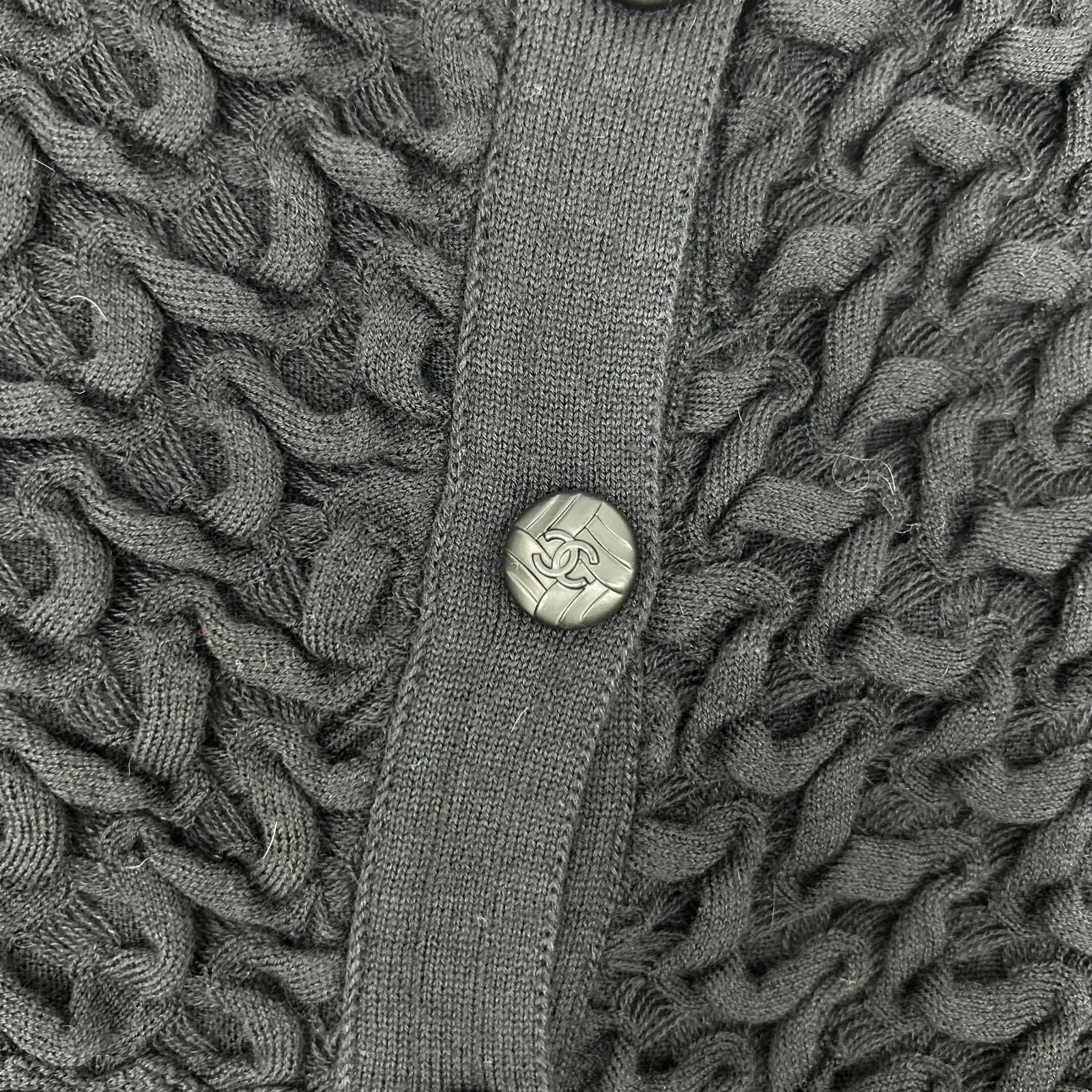 Chanel Black CC Button Knit Sweater 40 — view 7