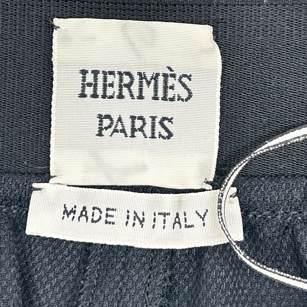 Hermes Black Rayon Silk 1 Tuck Wide Pants 34 — view 3
