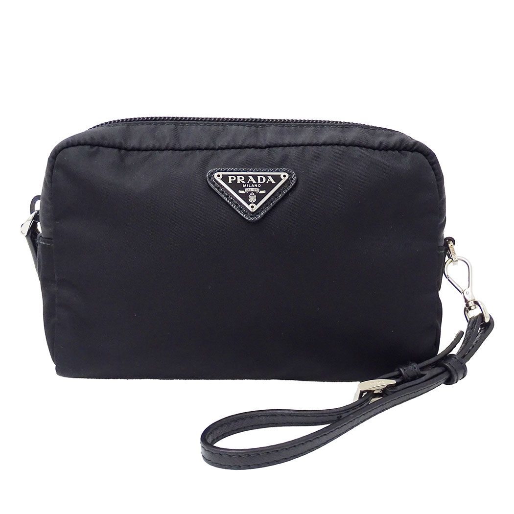 Prada Pouch Nylon Black Makeup Case Simple