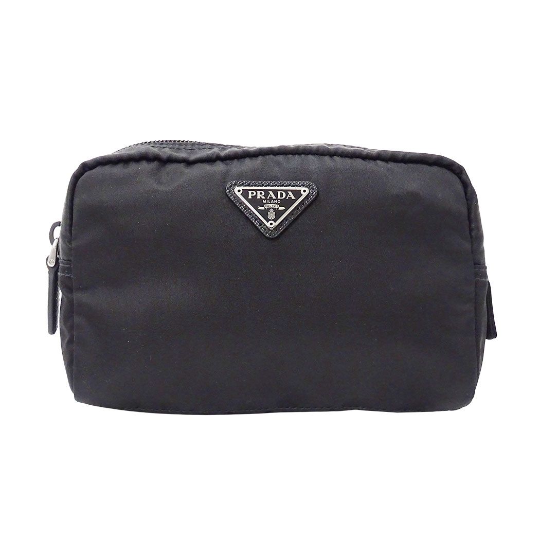 Prada Pouch Nylon Black Makeup Case Simple Daily