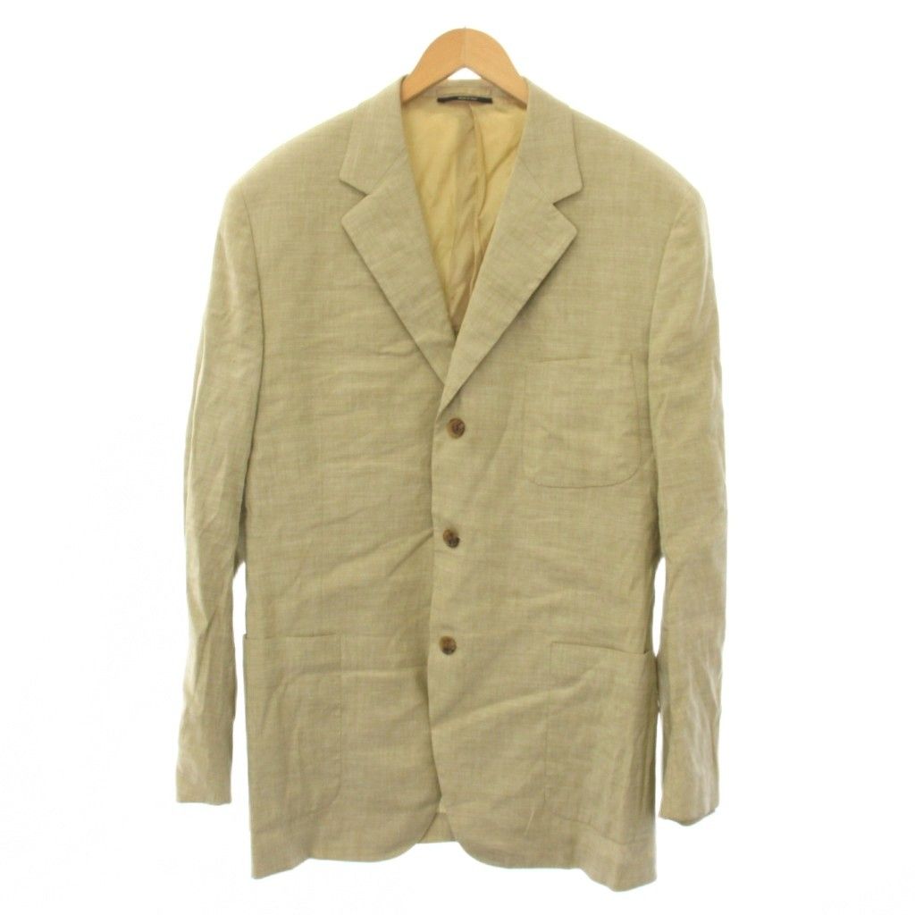 Hermes Tailored Jacket Linen Single Unlined 52 Beige TK