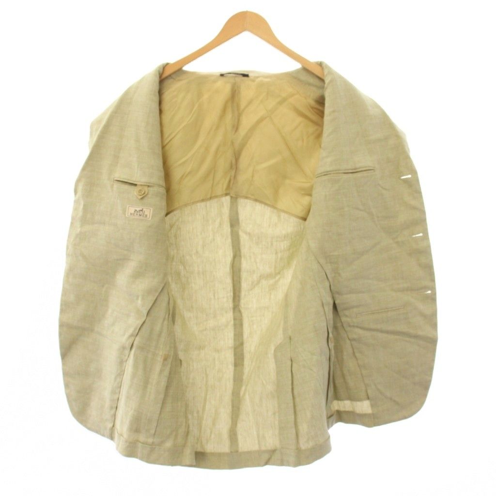 Hermes Tailored Jacket Linen Single Unlined 52 Beige TK — view 7
