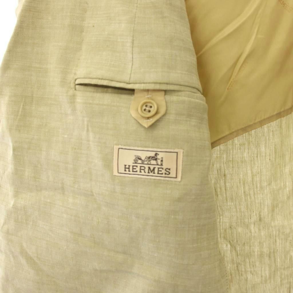 Hermes Tailored Jacket Linen Single Unlined 52 Beige TK — view 8