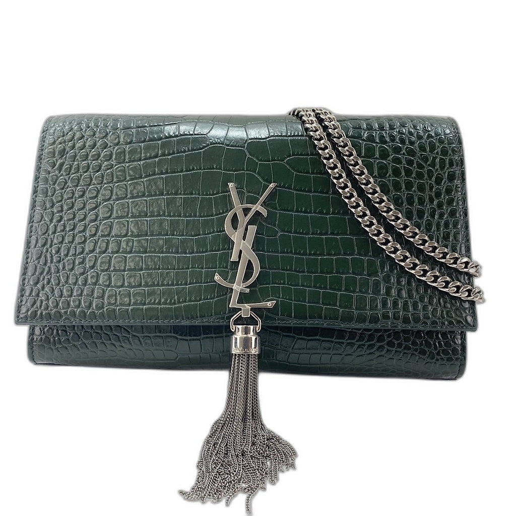 Saint Laurent Shoulder Bag Kate Fringe Croco