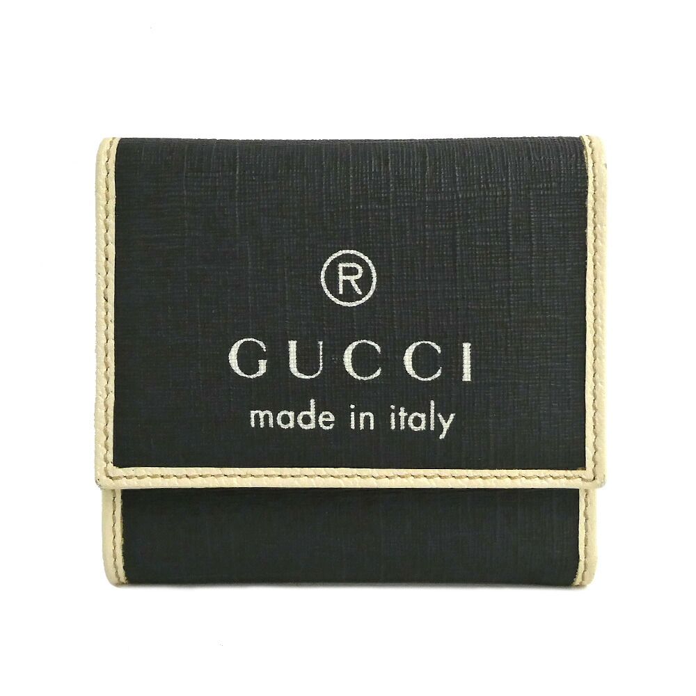 Gucci Trifold Wallet Black White Compact Logo