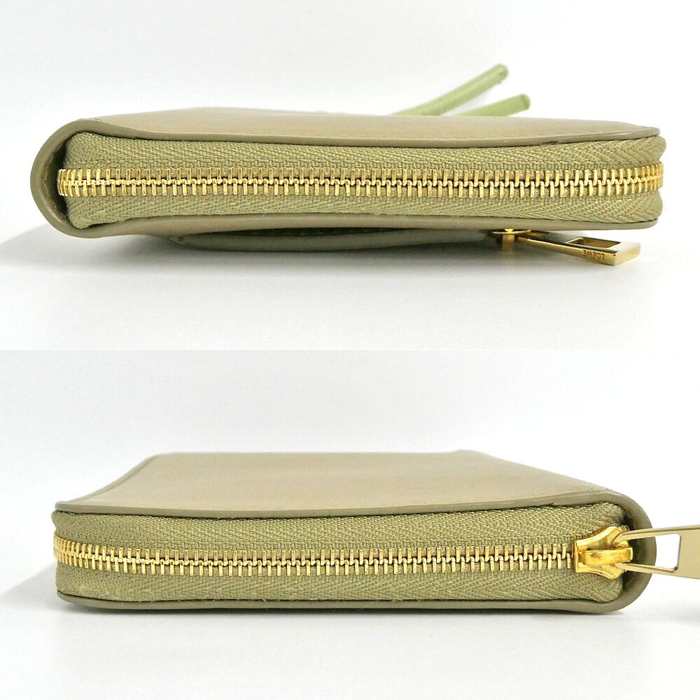 Loewe Knot Compact Zip Wallet Leather Beige Lime Green — view 4