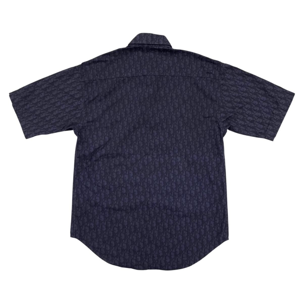 Dior Homme Short Sleeve Shirt Oblique 38 Cotton Logo Navy — view 2
