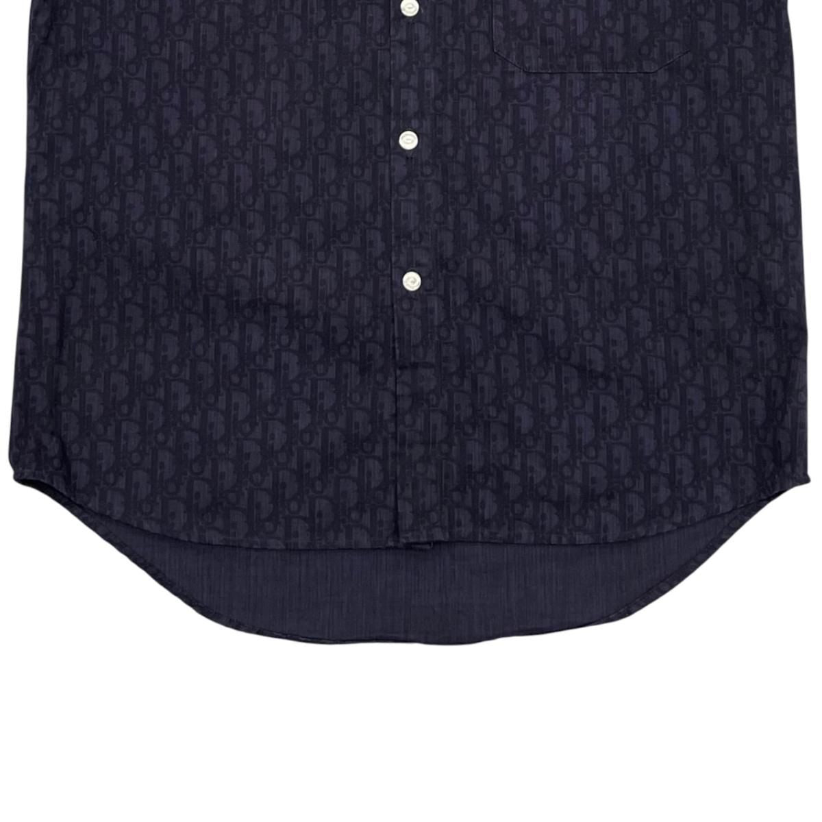 Dior Homme Short Sleeve Shirt Oblique 38 Cotton Logo Navy — view 4