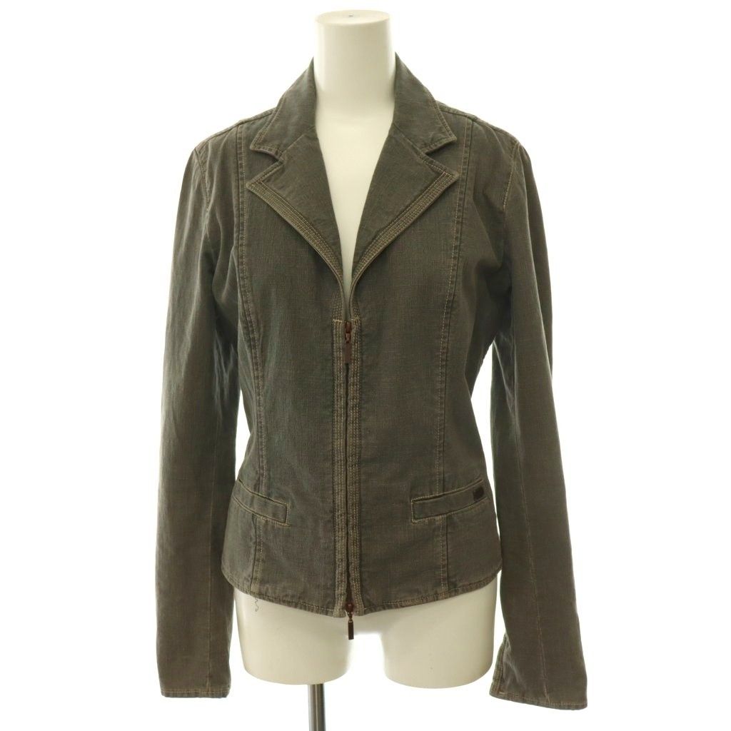 Chanel Denim Jacket Double Zip Cotton 38 Dark Gray HS