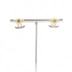 Chanel Rhinestone CC Logo Earrings Gold — view 4