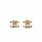 Chanel Rhinestone CC Logo Earrings Gold — view 5