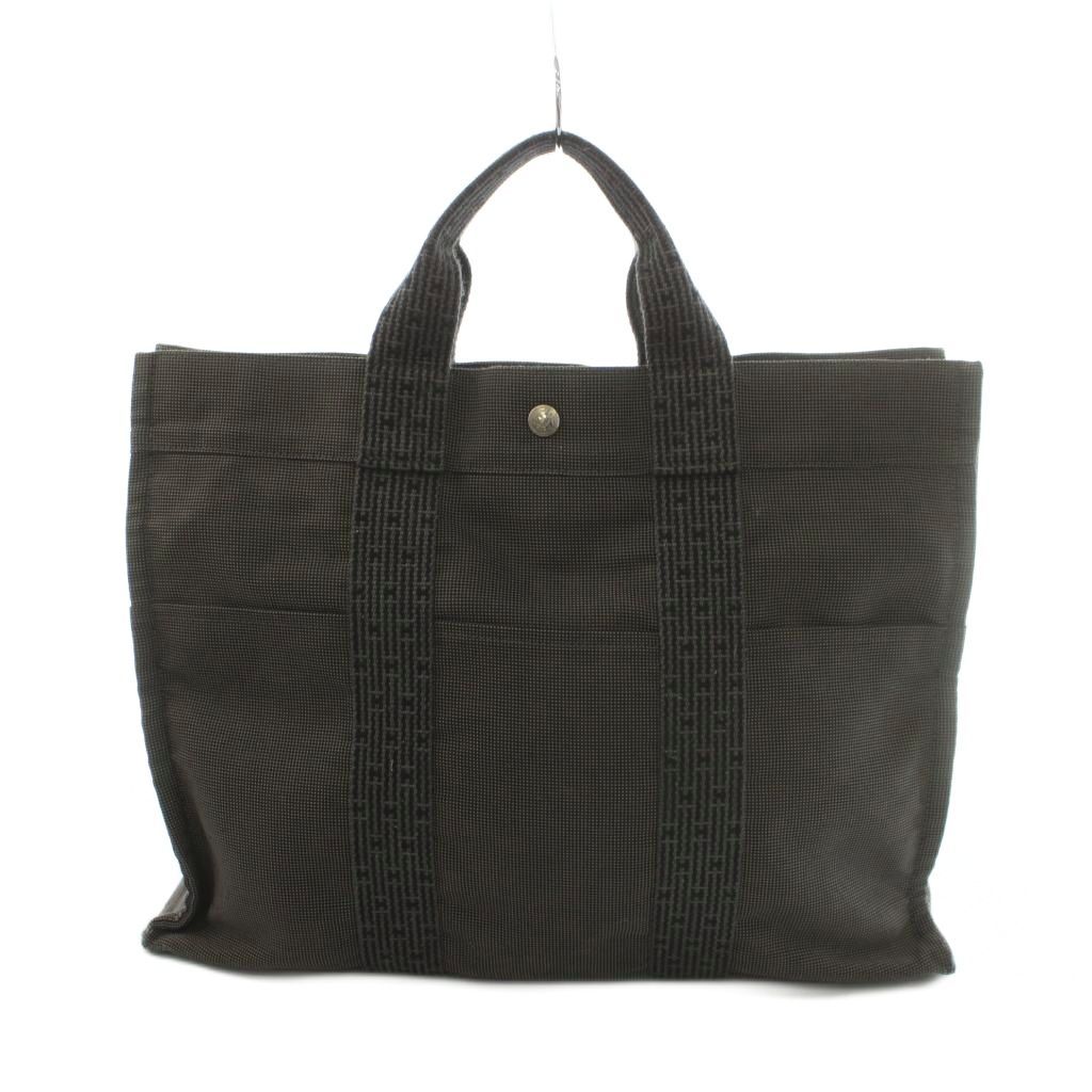 Hermes Her Line MM Tote Canvas Dark Gray — view 2