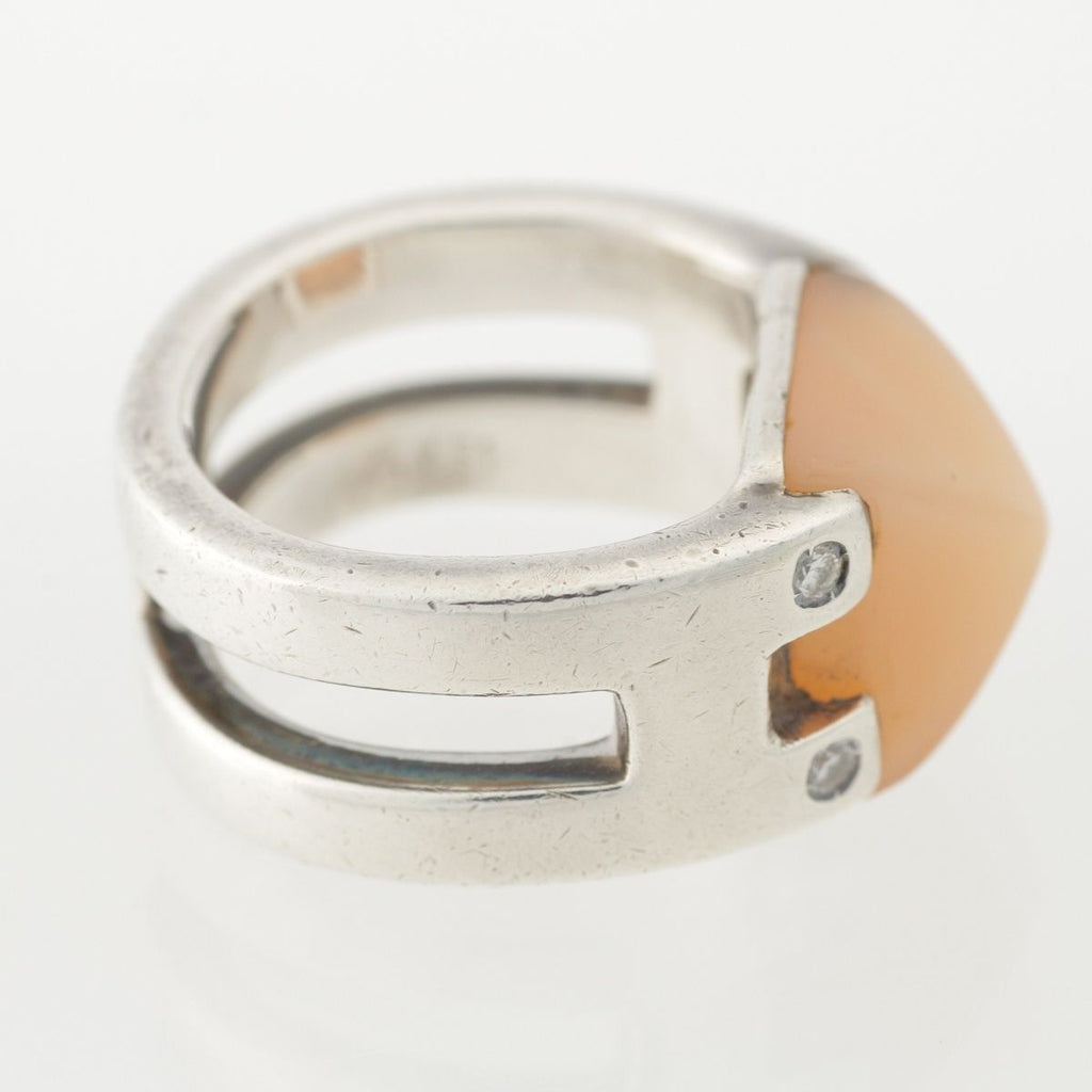 Hermes Medley Moonstone Diamond Ring 925 Sterling Silver — view 5