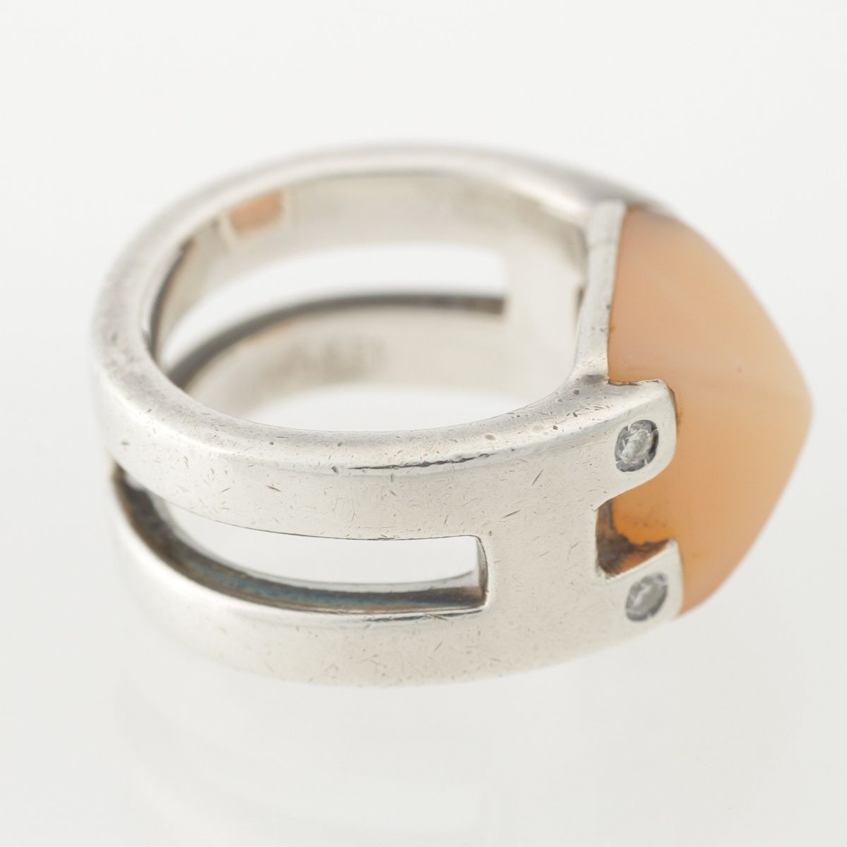 Hermes Medley Moonstone Diamond Ring 925 Sterling Silver — view 5