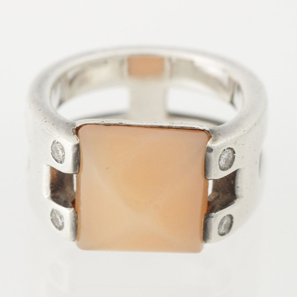 Hermes Medley Moonstone Diamond Ring 925 Sterling Silver — view 2