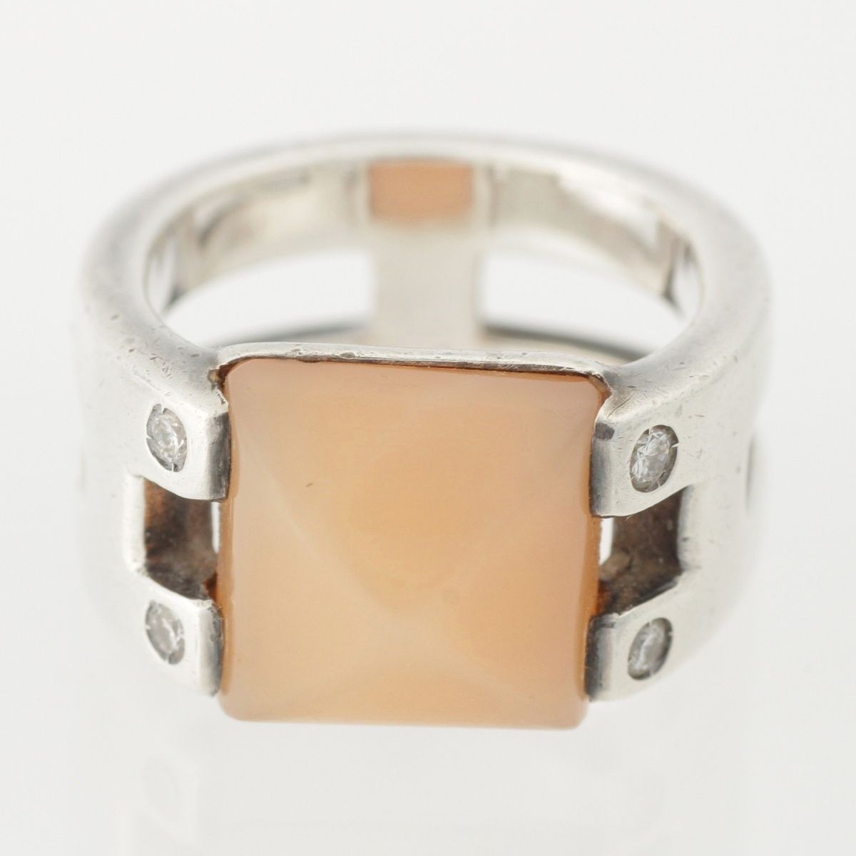 Hermes Medley Moonstone Diamond Ring 925 Sterling Silver — view 2