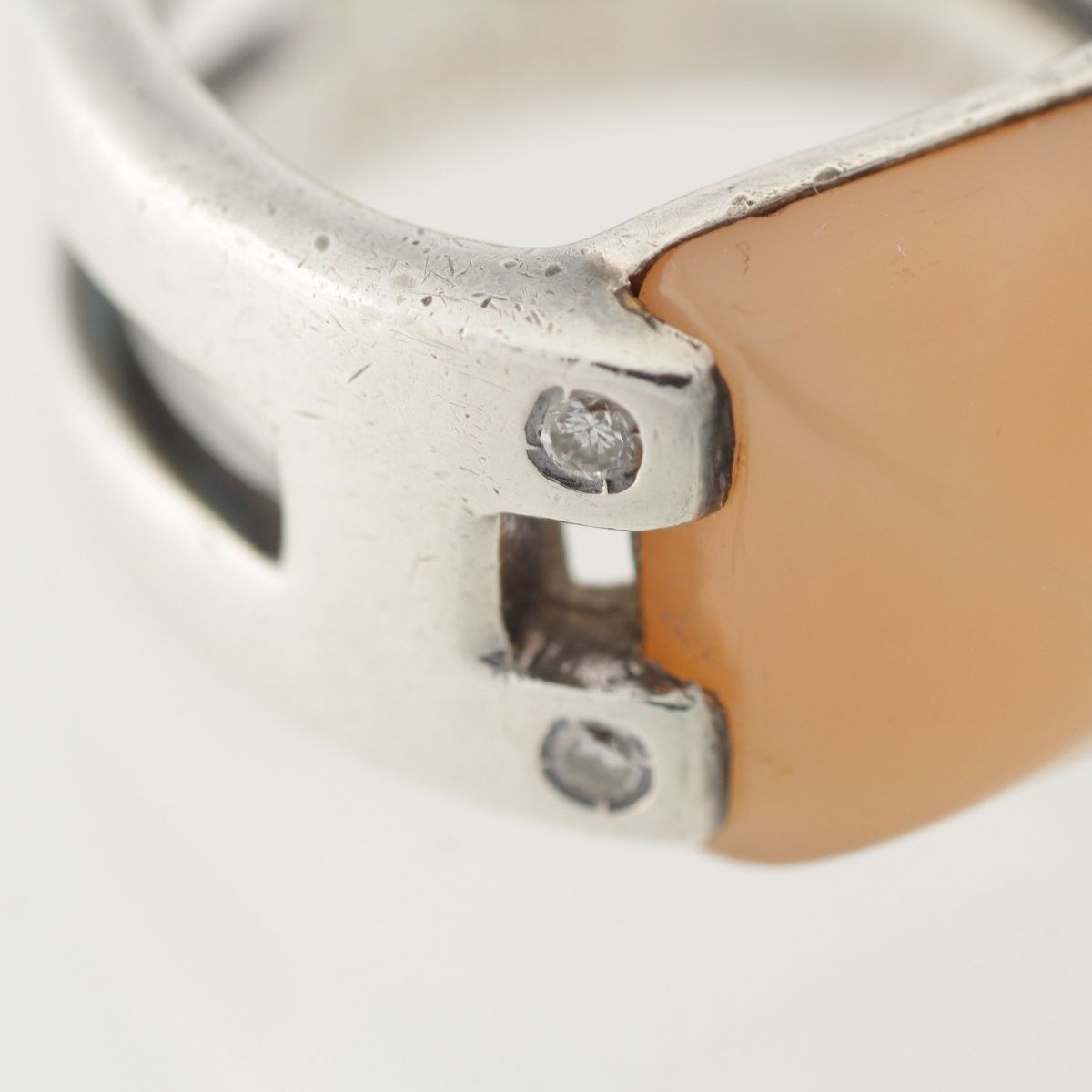 Hermes Medley Moonstone Diamond Ring 925 Sterling Silver — view 7
