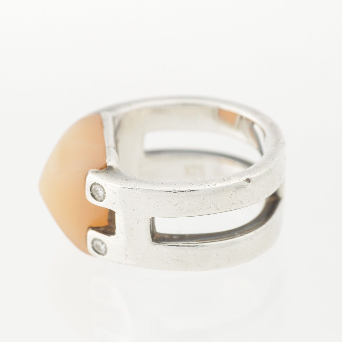 Hermes Medley Moonstone Diamond Ring 925 Sterling Silver — view 3