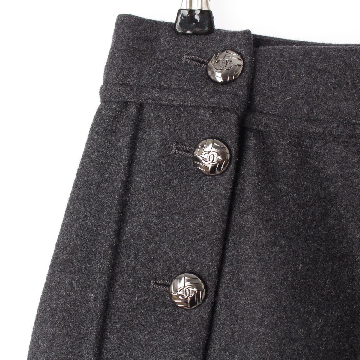 Chanel Wool CC Logo Alpaca Skirt Gray 34 — view 6