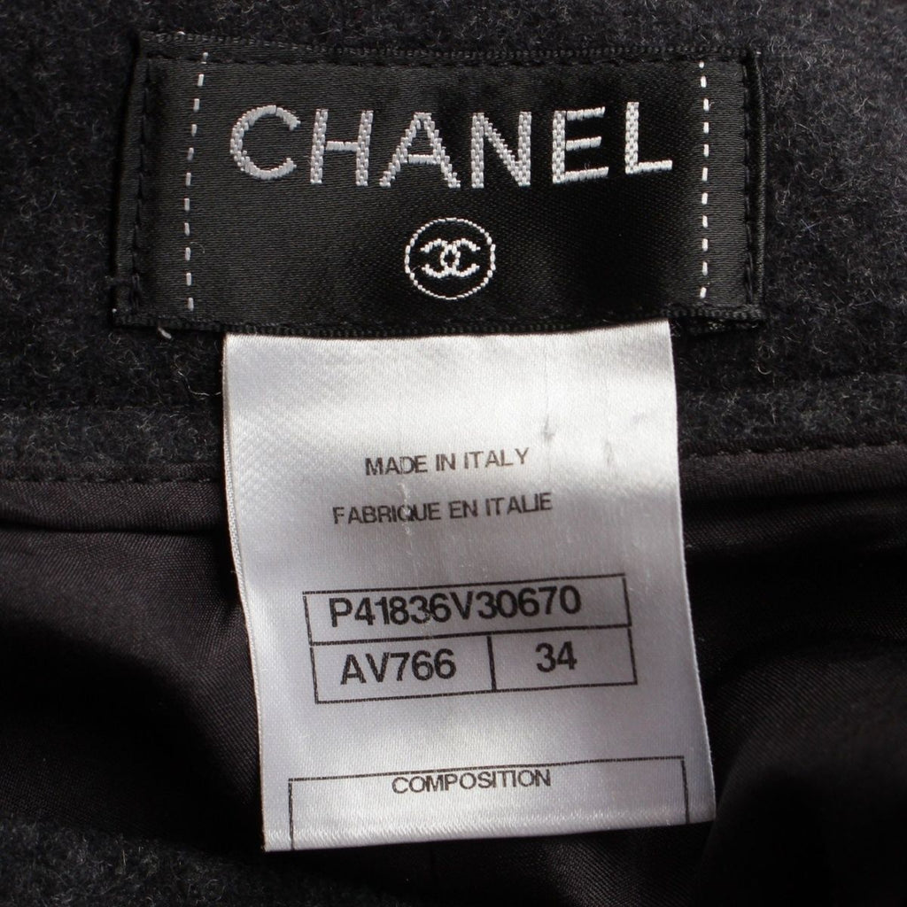Chanel Wool CC Logo Alpaca Skirt Gray 34 — view 8