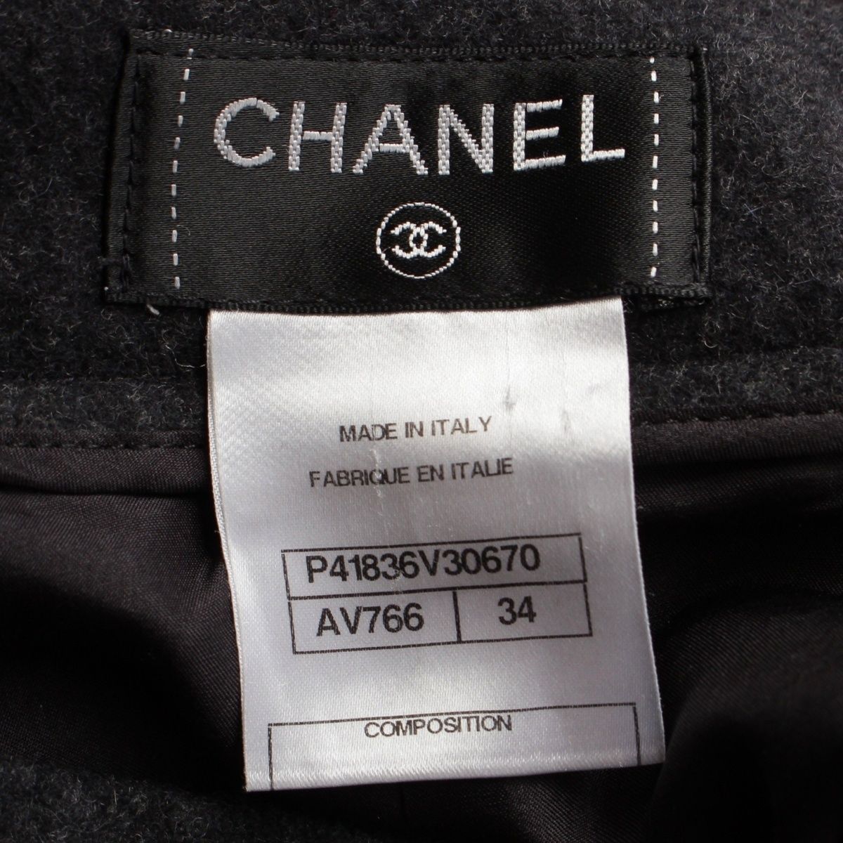 Chanel Wool CC Logo Alpaca Skirt Gray 34 — view 8