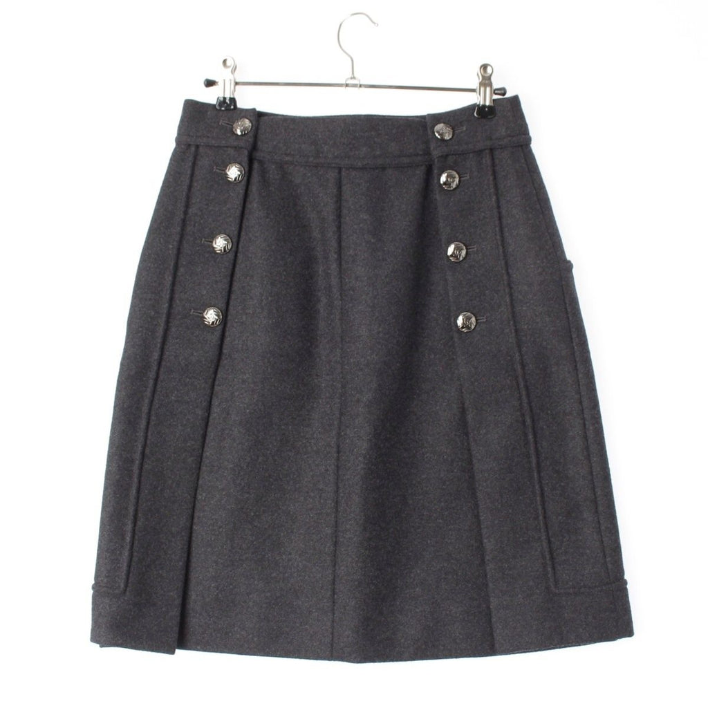 Chanel Wool CC Logo Alpaca Skirt Gray 34 — view 2