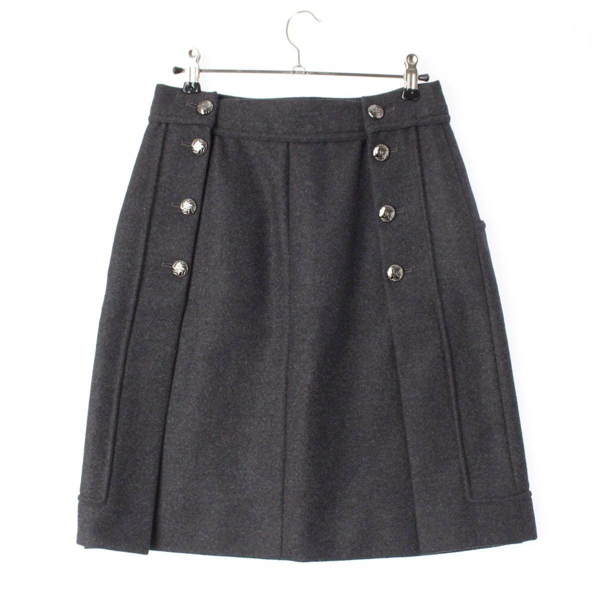 Chanel Wool CC Logo Alpaca Skirt Gray 34 — view 2