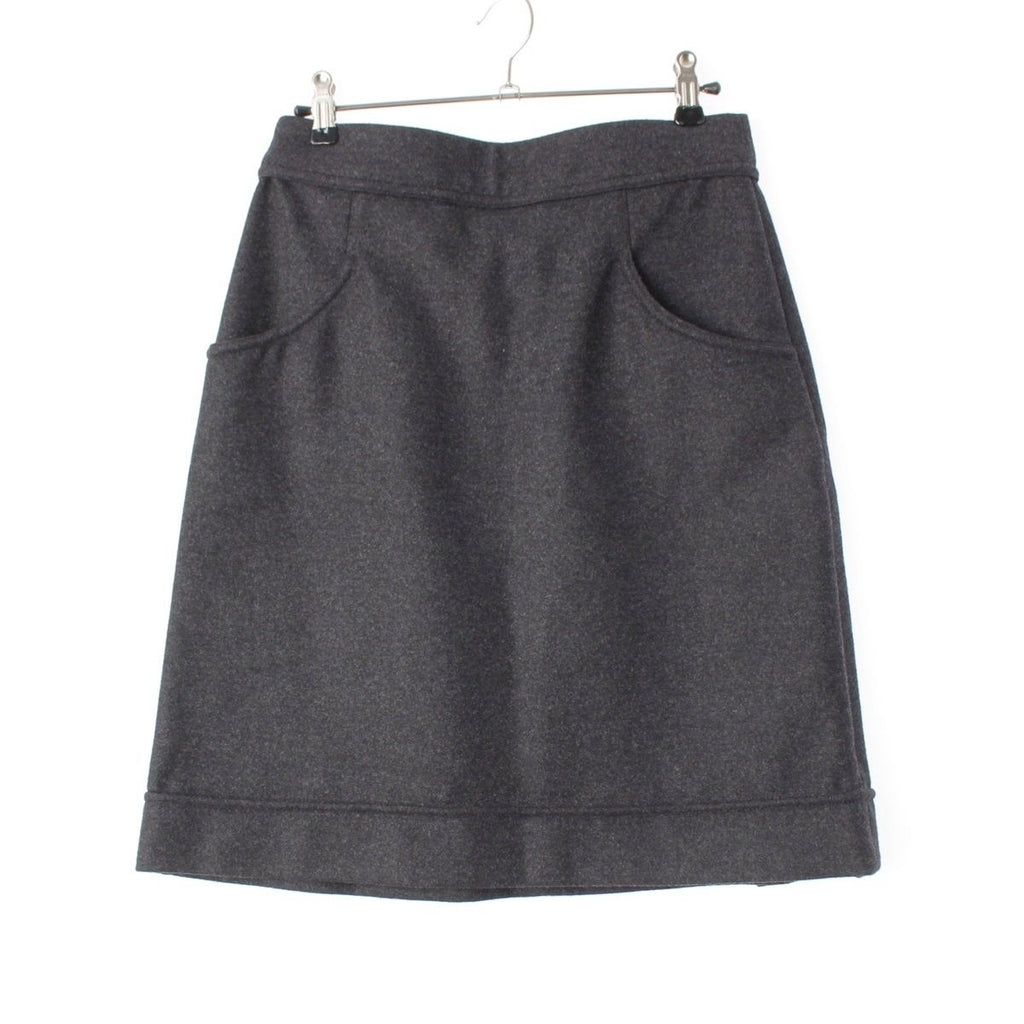 Chanel Wool CC Logo Alpaca Skirt Gray 34