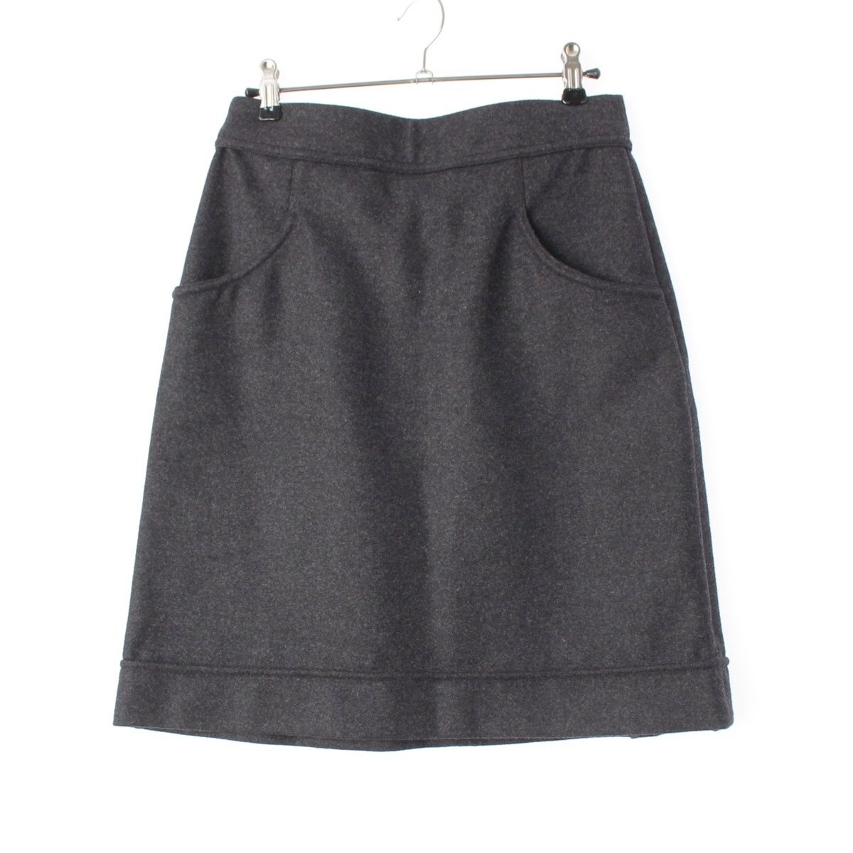 Chanel Wool CC Logo Alpaca Skirt Gray 34