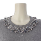 Chanel Cotton Lion Button Tweed Short Sleeve T-Shirt Gray 38 — view 5