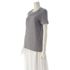 Chanel Cotton Lion Button Tweed Short Sleeve T-Shirt Gray 38 — view 2