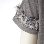 Chanel Cotton Lion Button Tweed Short Sleeve T-Shirt Gray 38 — view 6