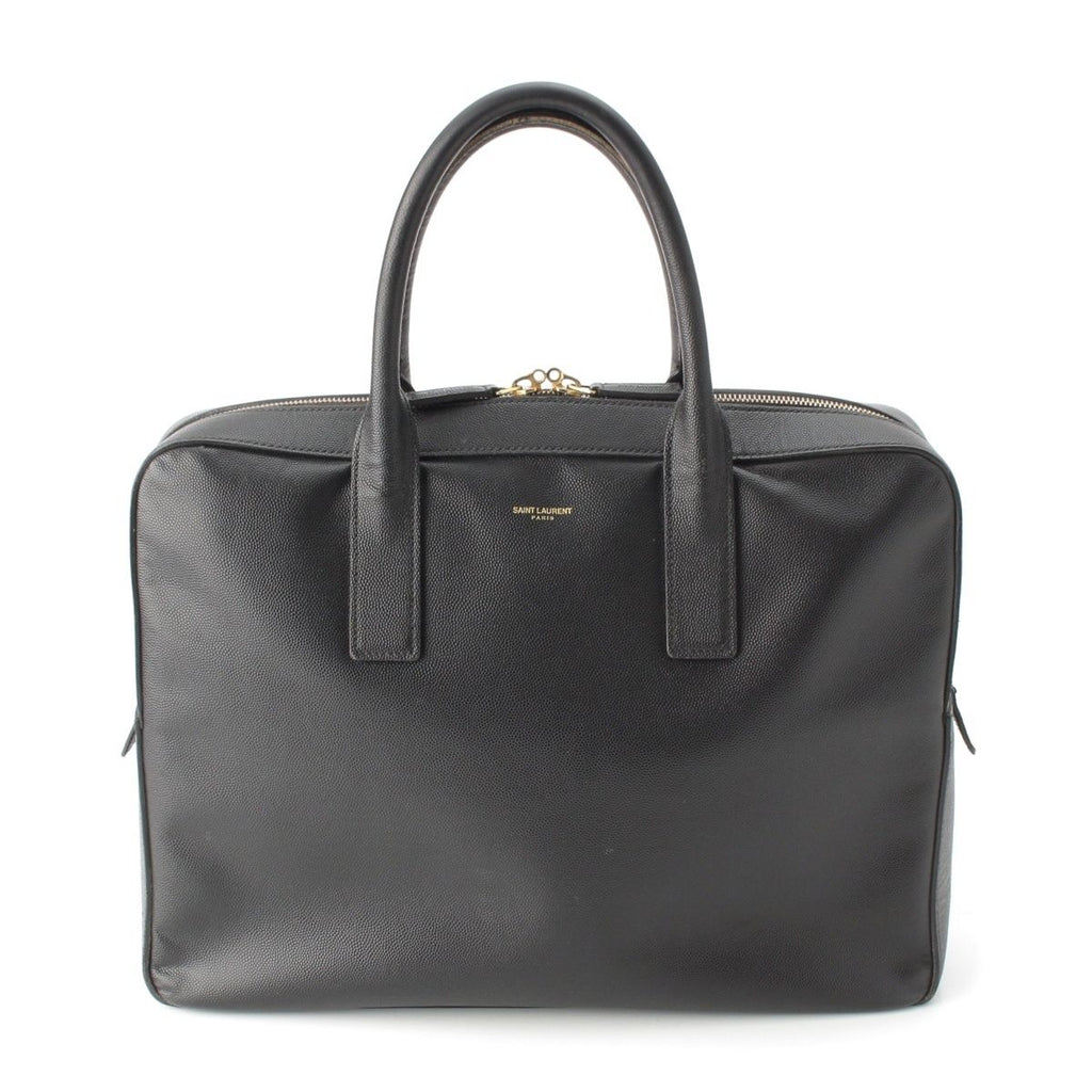 Saint Laurent Classic Museum Flat Leather Briefcase Black