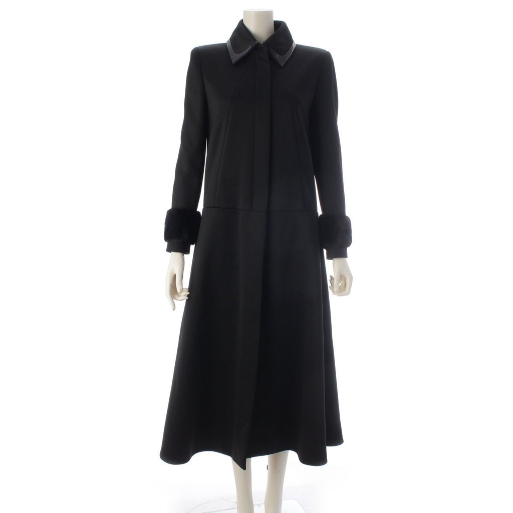 Fendi Karlaga Feld Era Mink Half Zip Long Coat Black 38