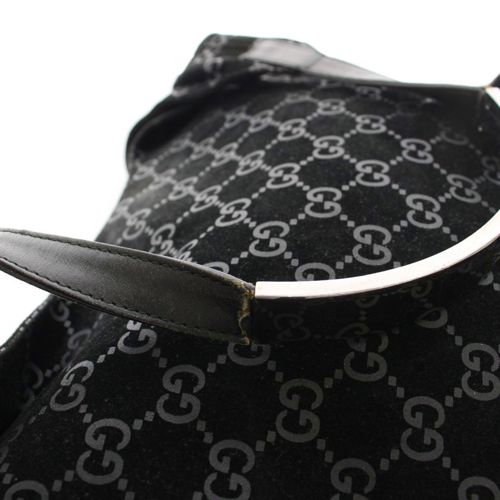 Gucci Shoulder Bag GG Pattern Suede Black 001 YM OH — view 8